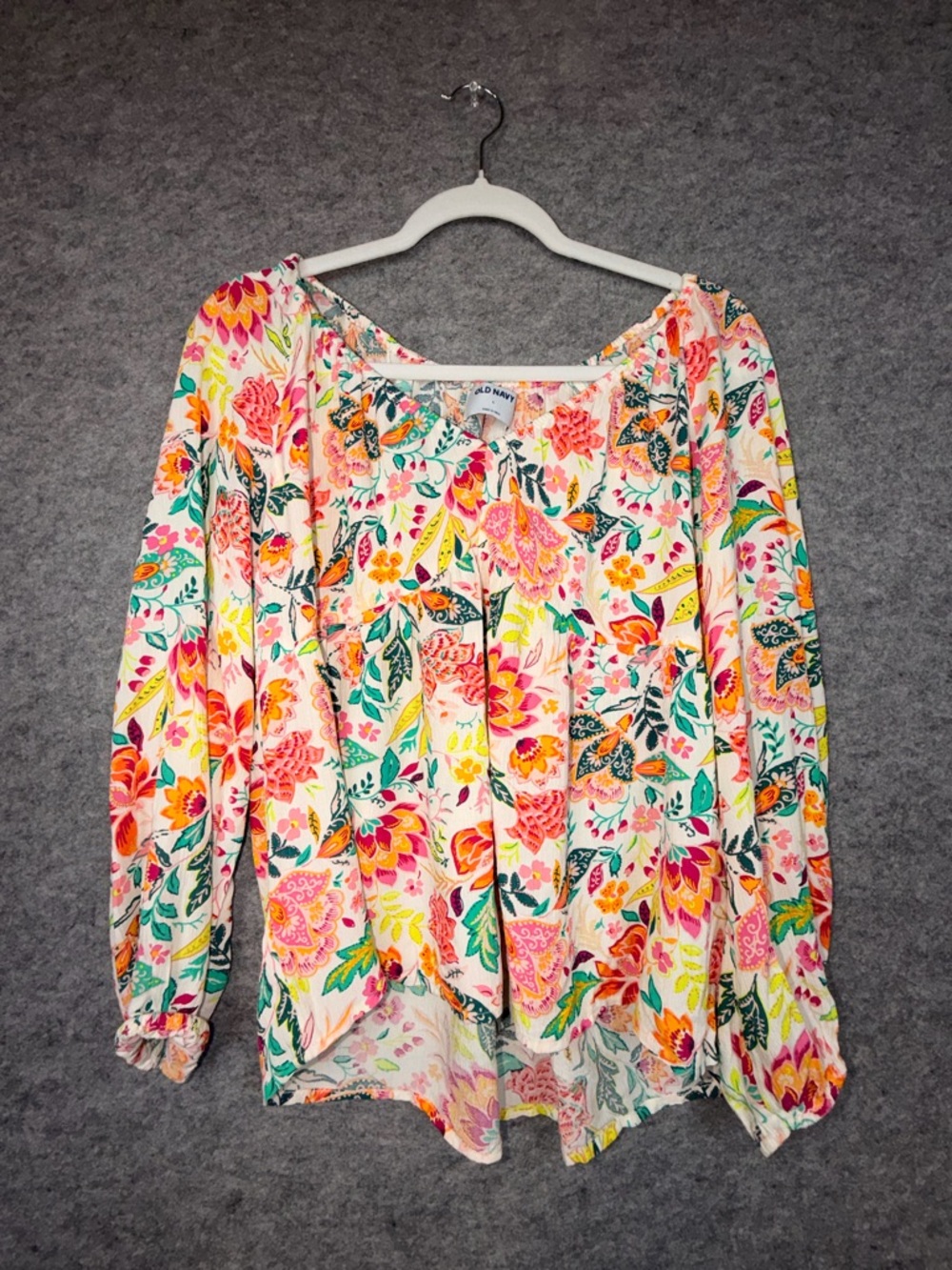 Old Navy Floral Off-Shoulder Blouse in Pink, Yellow & Green